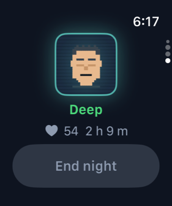 A night session running on the watch